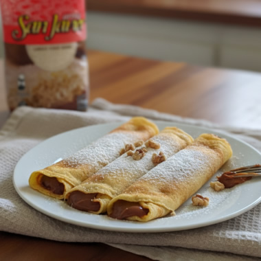 Panqueques de arroz y dulce de leche