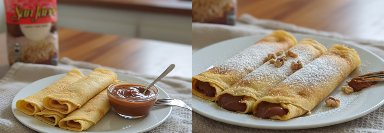 Panqueques de arroz y dulce de leche