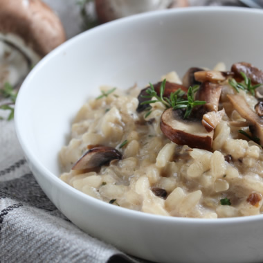 Risotto de hongos y jamón crudo