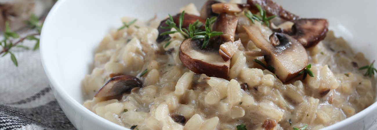 Risotto de hongos y jamón crudo